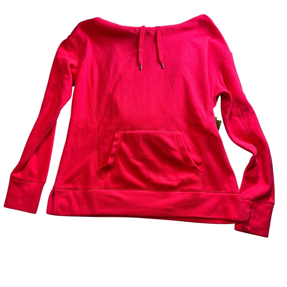 Tek Gear Fleece Hoodie Thumb Hole Activewear Pullover Top Vivid Pink Medium Warm